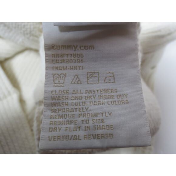 Tommy Hilfiger Size Medium Cream Cable Knit Snap Up Cardigan w/ Collar - Picture 10 of 10